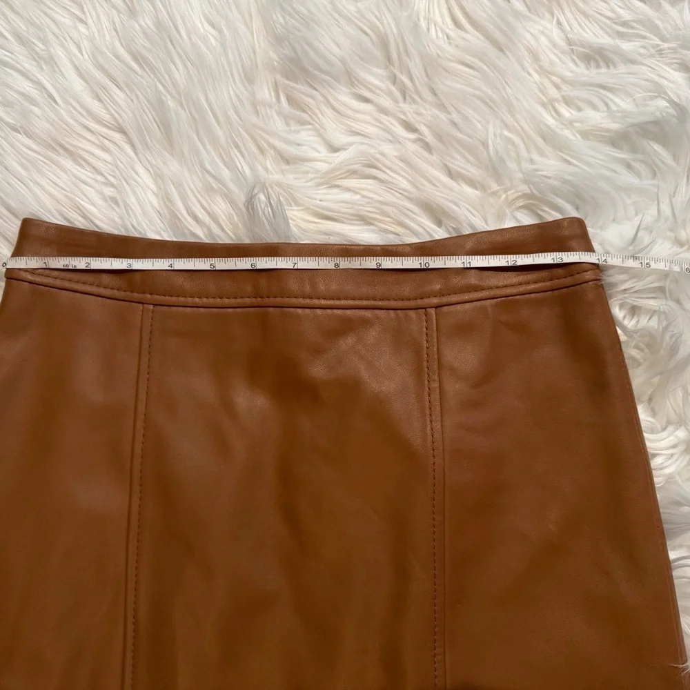 Gianni Bini Women’s Genuine Leather Mini Skirt Tan Brown Lined XS Zip Back - Picture 9 of 11